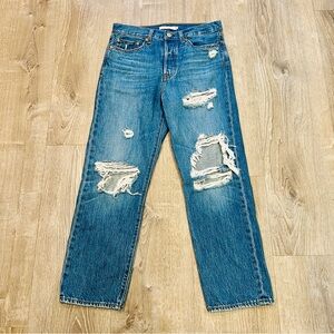 Levi's Premium Wedgie Jeans Womens 28 Button Fly Blue Cotton Denim High Rise